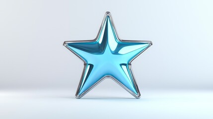 Dynamic blue star sculpture minimalist studio 3d render contemporary art close-up view modern design concept