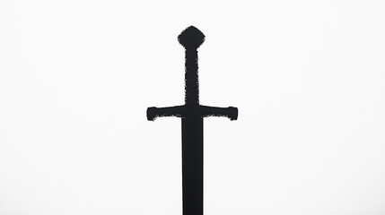 Sword silhouette against a white background highlighting its design and craftsmanship