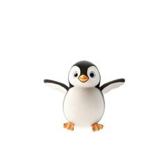 Obraz premium Cute cartoon penguin with cheerful expression and outstretched arms, perfect for children's projects, winter themes, animal illustrations, and playful designs.