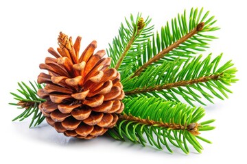 Fototapeta premium Isolated Fir and Cone on White Background - Urban Exploration Photography