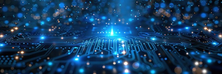 Fototapeta premium Abstract Blue and Gold Circuit Board Design