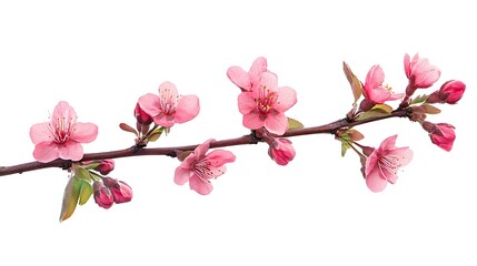 Naklejka premium pink cherry blossom isolated on white