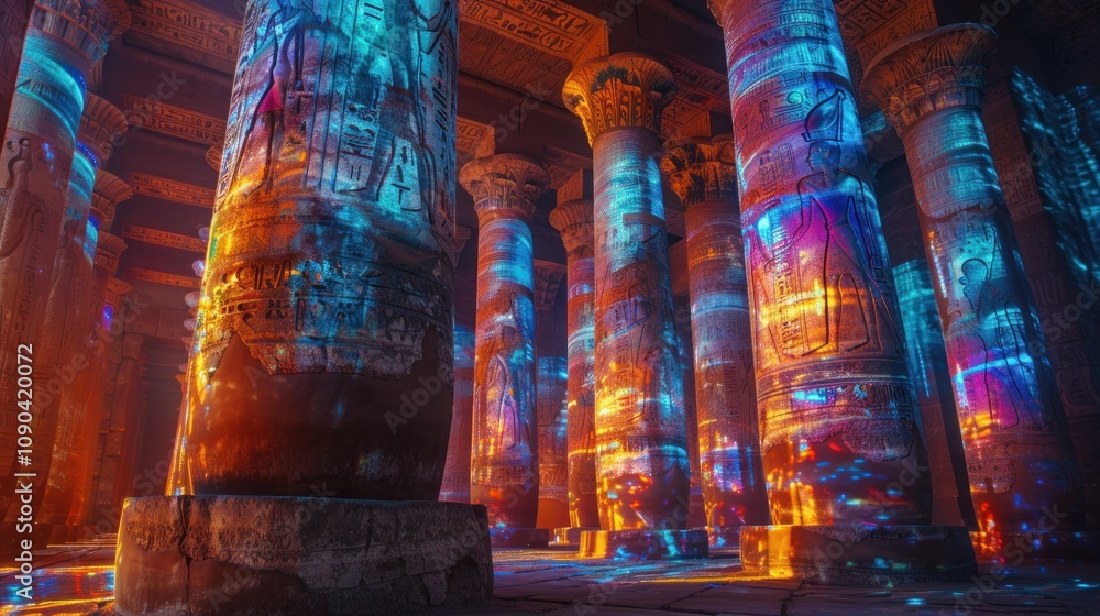 Aufkleber illuminated ancient columns in a mystical setting.