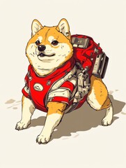 Fototapeta premium Doge Coin Adventure Generative AI Dog in Space Futuristic Art Imaginative Realm Whimsical Perspective Crypto Concept