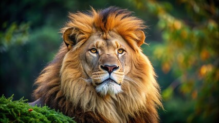 Obraz premium Close-up photo of a majestic lion in its natural habitat, lion, wildlife, animal, safari, nature, predator, majestic, wild