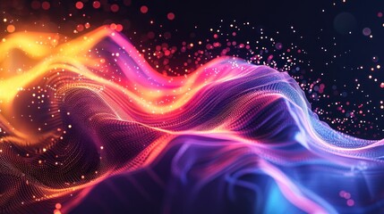 Obraz premium Abstract Digital Landscape with Glowing Particles
