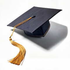 Graduation cap with tassel in golden tones