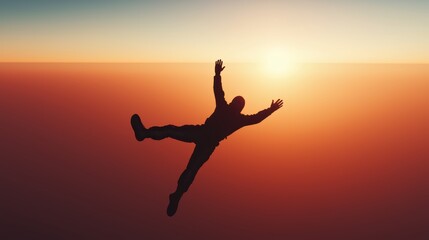 A person freefalling through a clear sky perspective from above emphasizing freedom and adrenaline in dynamic motion