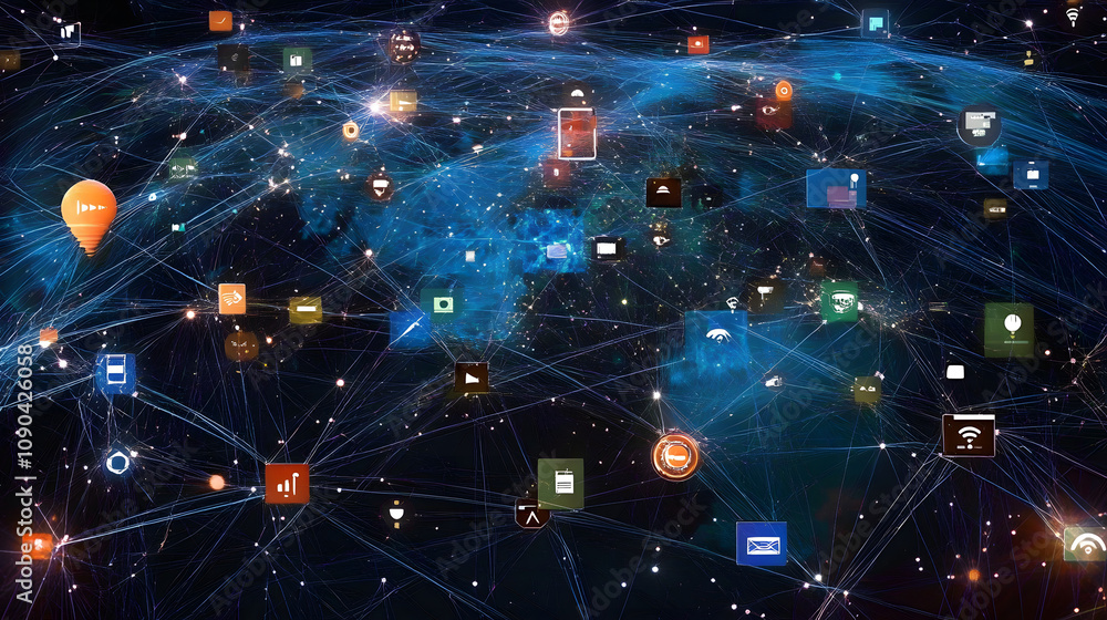 Poster global network of connected devices: a visual representation of the internet of things (iot) and int