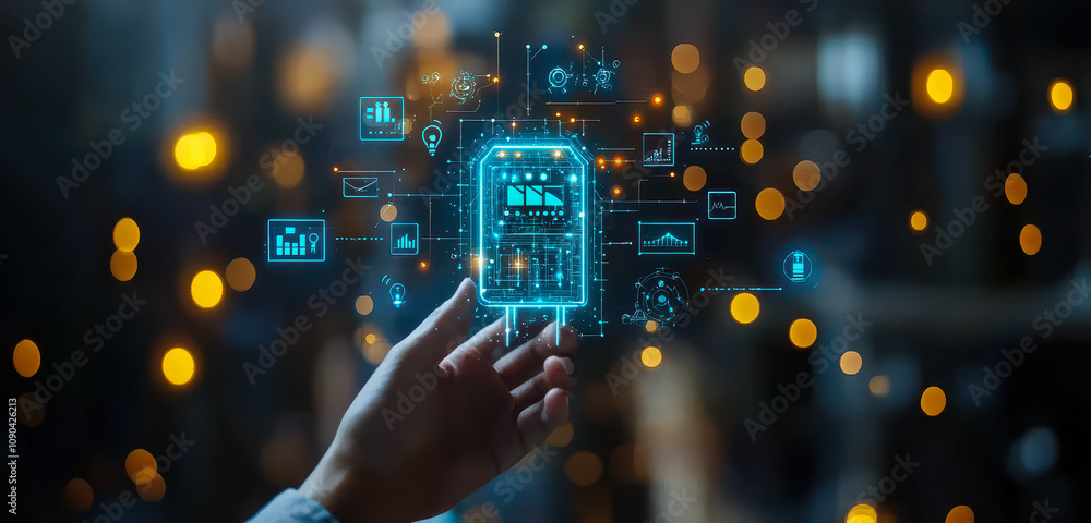 Poster ai chatbot technology for data access and global network connection in digital innovation