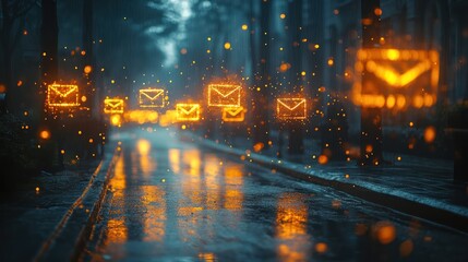 Obraz premium Detailed 4K shot of automated marketing emails being scheduled, with depth of field softly blurring the surroundings