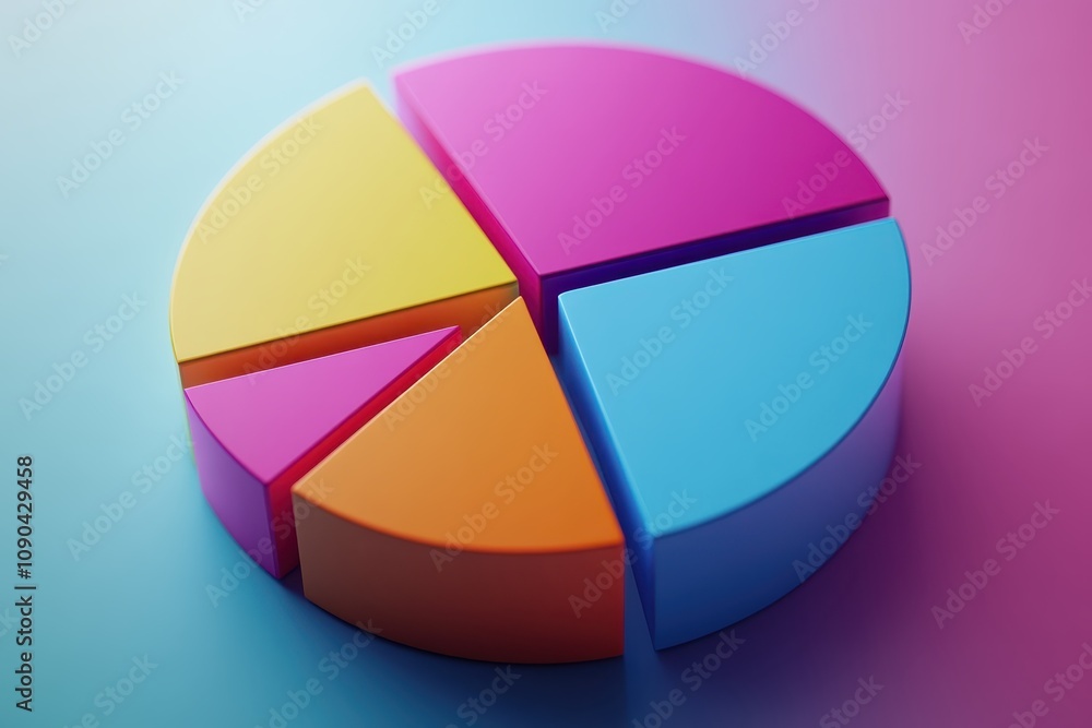 Poster a colorful pie chart representing data segments in a modern design.