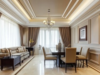 Fototapeta premium Elegant Living Room Dining Area Interior Design