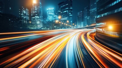 Obraz premium Night City Lights: A Symphony of Speed and Urban Vibrancy