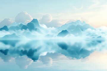 Fototapeta premium Serene Blue Mountains Reflecting In Calm Water