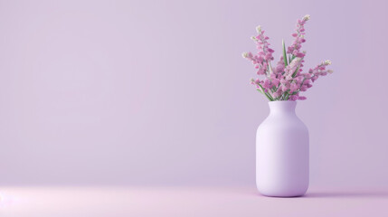 Naklejka premium Purple Flowers in Vase on Purple Background