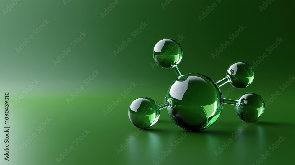 Poster A green molecular structure representation on a smooth surface, symbolizing science and technology.