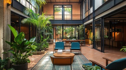 Fototapeta premium Digital nomad hubs in small cities, offering work-friendly amenities in quieter settings