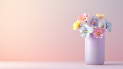 Pastel Pansy Flowers in a Vase