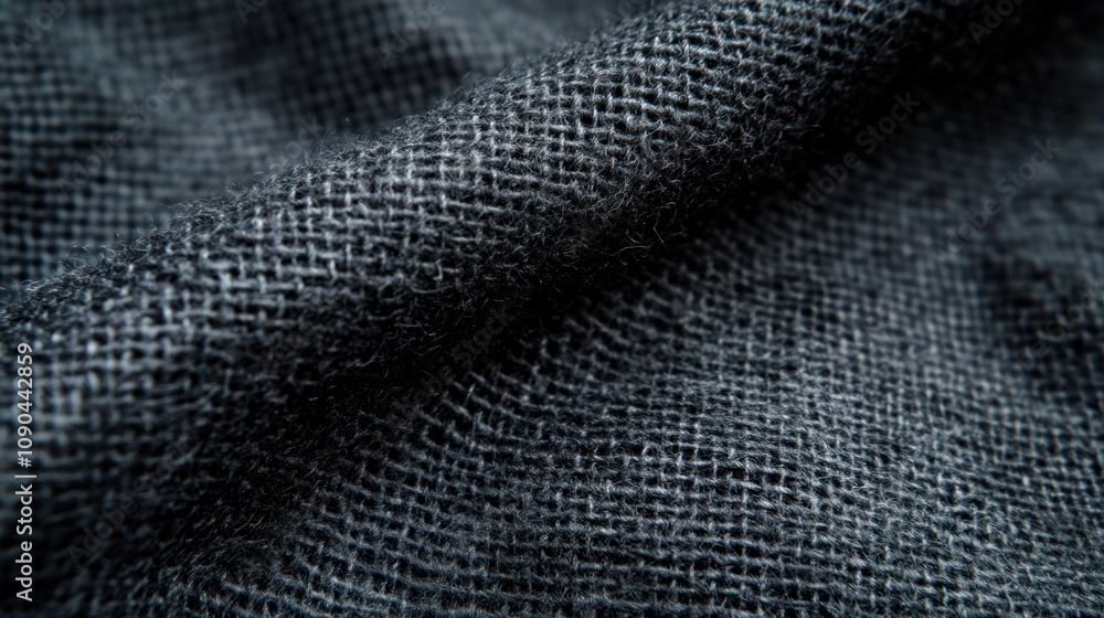 Aufkleber close-up of textured dark fabric showcasing intricate weave patterns.