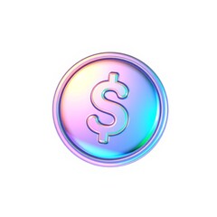 Obraz premium 3D Holographic Money Icon with Iridescent Color Shift for Joyful, Captivating Designs