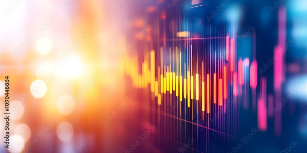 Aufkleber a colorful audio waveform on a digital display, representing sound frequencies with a vibrant gradie
