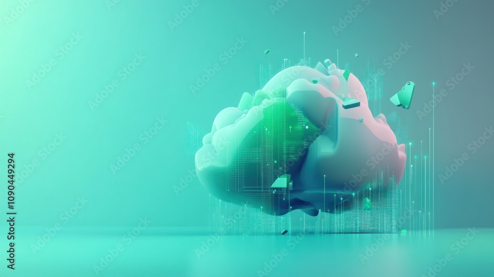 Aufkleber a stylized brain with digital elements, symbolizing technology and intelligence.