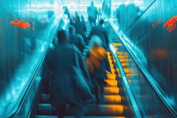 Cinematic Urban Ambiance in Bustling Train Station