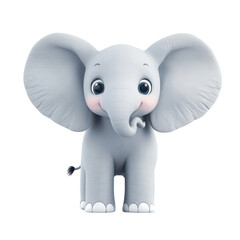 Obraz premium Adorable Cartoon Baby Elephant with Big Eyes and Charming Smile, Perfect for Children's Illustrations, Books, and Educational Materials in a Playful Style