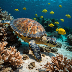Obraz premium sea turtle swimming in sea