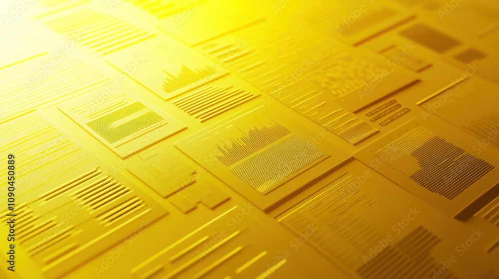 Poster A textured golden background featuring various abstract patterns and shapes.
