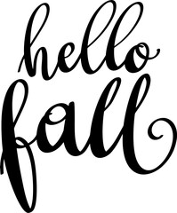Obraz premium Hello Fall. Hand drawn lettering. Vector illustration