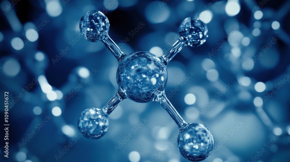 Poster abstract representation of a molecule in a scientific context.