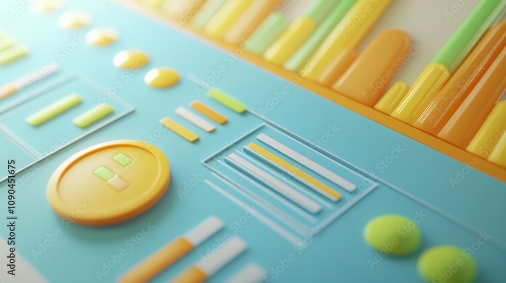 Aufkleber Abstract design featuring colorful shapes and patterns, likely for a user interface or control panel.