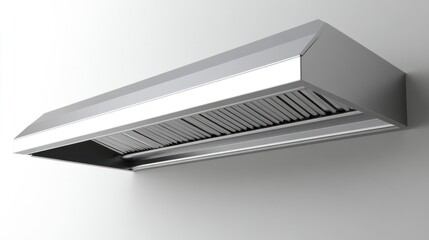 A sleek stainless steel kitchen range hood designed for ventilation.