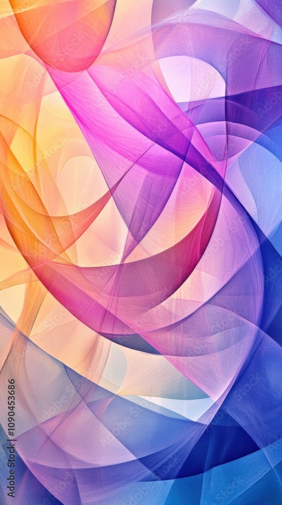 Poster vibrant abstract background with flowing curves in soft pastel colors for modern art and design proj