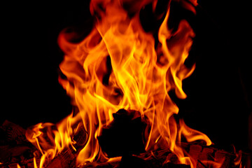 Fototapeta premium A close up of a fire with the flames reaching up to the top of the image