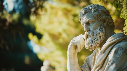 Obraz premium Statue of Socrates in an ancient Greek garden, blurred background