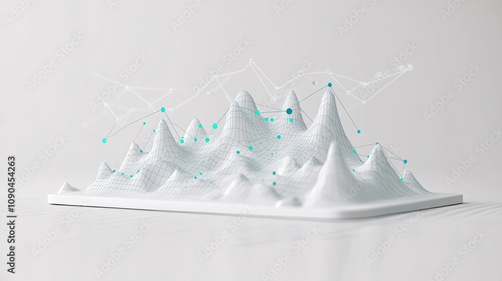Aufkleber A 3D representation of data trends with peaks and valleys, symbolizing analytics and insights.
