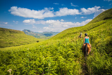 Fototapeta premium Horseback Riding in Lesotho