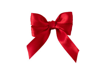Red satin silk ribbon tied bow isolated transparent png