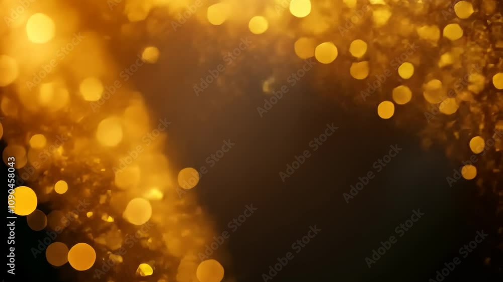 Poster a cascade of golden dust particles moves in a celestial pattern against a dark background