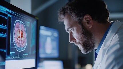 A doctor using an AI-powered tool to analyze patient data and assist in diagnosing a complex medical condition.