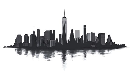 Artistic rendering of new york city skyline in silhouette image