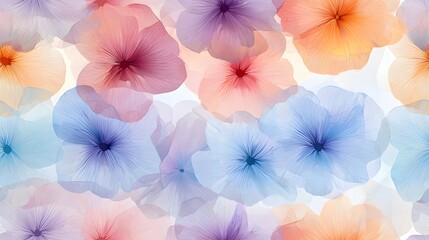 A seamless pattern of watercolor flowers in soft, vibrant hues, perfect for spring-themed designs.