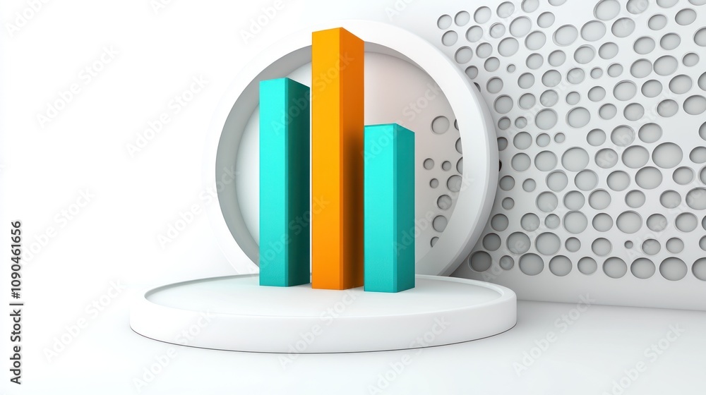 Fototapete 3d bar graph with vibrant colors showcasing data representation and analysis.