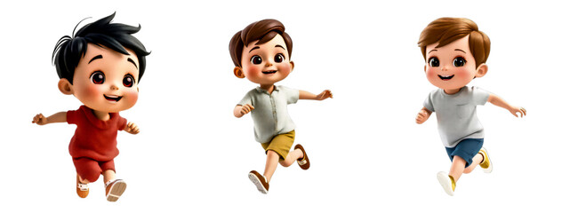 cute boy running on a transparent background image