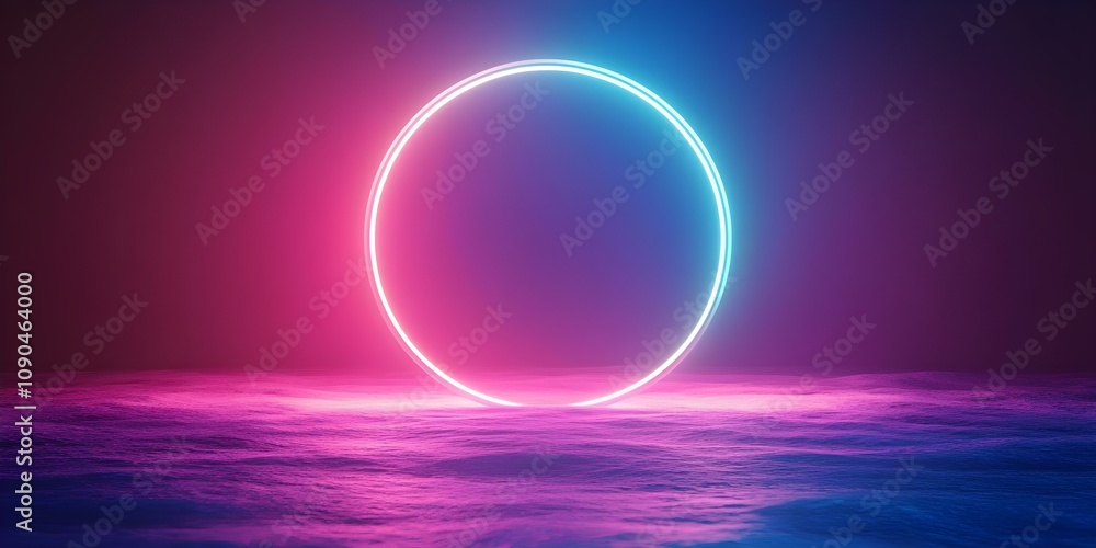 Aufkleber a glowing circular neon light with a colorful gradient background, creating a futuristic and abstrac