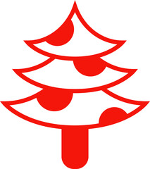 Obraz premium Red Christmas Tree and Pine Icon