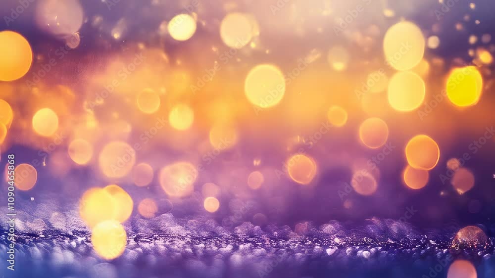 Poster warm golden bokeh lights blend with deep purple hues, creating a sparkling and enchanting abstract b